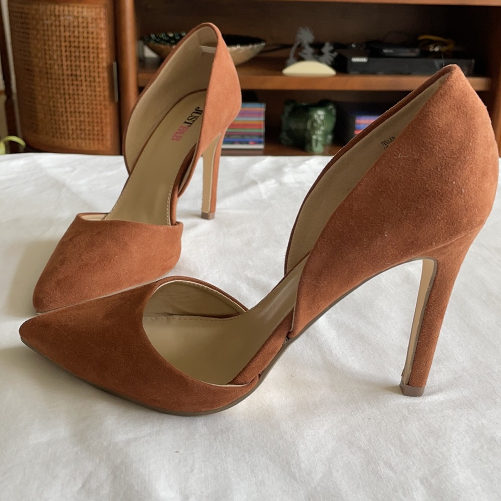 Camel suede stilettos